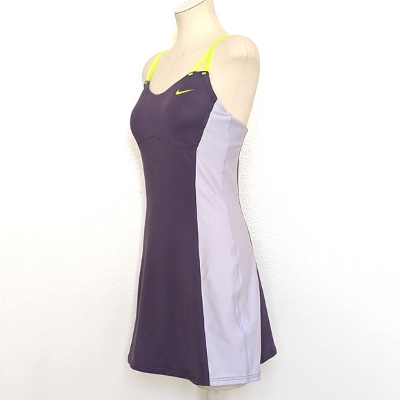 Nike Dresses & Skirts - NWOT Nike Maria Sharapova Purple Neon Green Straps Racerback Mini Tennis Dress